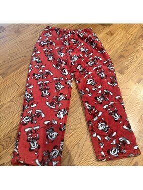 Disney Mens Mickey Mouse Fleece Pajama Pants Large Red Black
